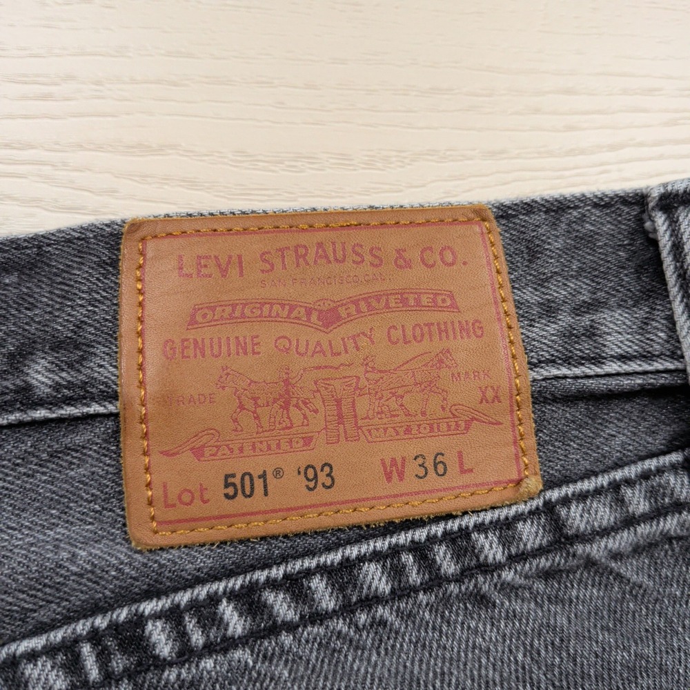 Levis Premium 501 93 Mens Washed Black Gray Denim Cut Off Shorts Size 36 - Picture 6 of 12